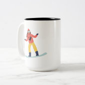 Snowboarder met een Cat Jacket Tweekleurige Koffiemok (Voorkant links)