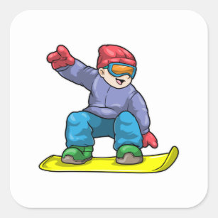 Snowboarder met Snowboard op Vierkante Sticker