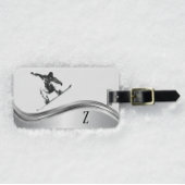 Snowboarder Monogram Silver Snowboard Bagagelabel