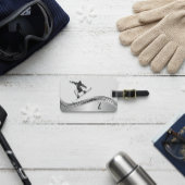 Snowboarder Monogram Silver Snowboard Bagagelabel