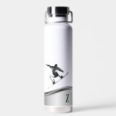 Snowboarder Monogram Silver Snowboard Waterfles (Achterkant)