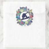 Snowboarder Mountain Flower Ronde Sticker (Tas)