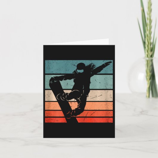 Snowboarder Mountains Skipiste Retro Snowboarden Kaart (Voorkant)