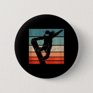 Snowboarder Mountains Skipiste Retro Snowboarden Ronde Button 5,7 Cm