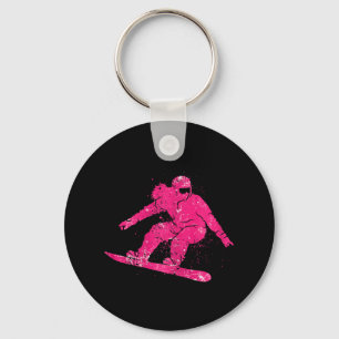Snowboarder Mountains Skipiste Retro Snowboarden Sleutelhanger