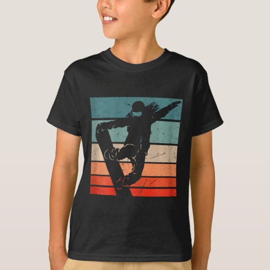 Snowboarder Mountains Skipiste Retro Snowboarden T-shirt (Voorkant)