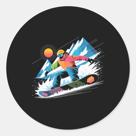 Snowboarder Ontdek de hellingen van snowboarden li Ronde Sticker (Voorkant)