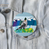 Snowboarder Pin (pas achterkleur aan!) Ronde Button 4,0 Cm (In situ)