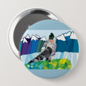 Snowboarder Pin (pas achterkleur aan!) Ronde Button 4,0 Cm (Voorkant /achterkant)