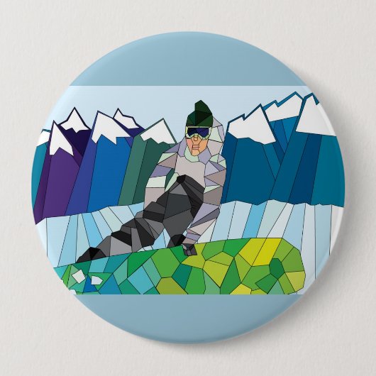 Snowboarder Pin (pas achterkleur aan!) Ronde Button 4,0 Cm (Voorkant)