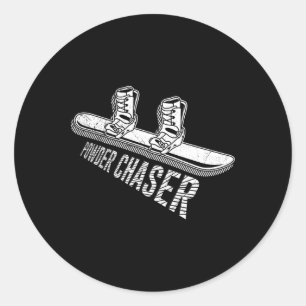 Snowboarder Poeder Chaser Grappig Snowboarden Kind Ronde Sticker