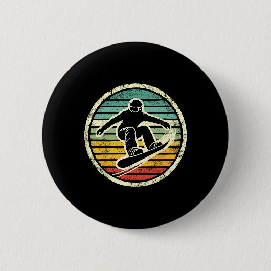 Snowboarder Retro Snowboard Extreme S Ronde Button 5,7 Cm (Voorkant)