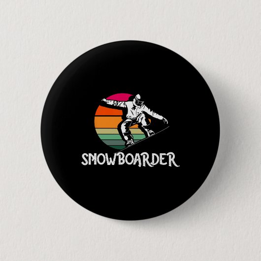 Snowboarder Retro Snowboard Winter Extreme Ronde Button 5,7 Cm (Voorkant)