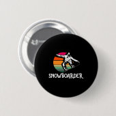 Snowboarder Retro Snowboard Winter Extreme Ronde Button 5,7 Cm (Voorkant /achterkant)