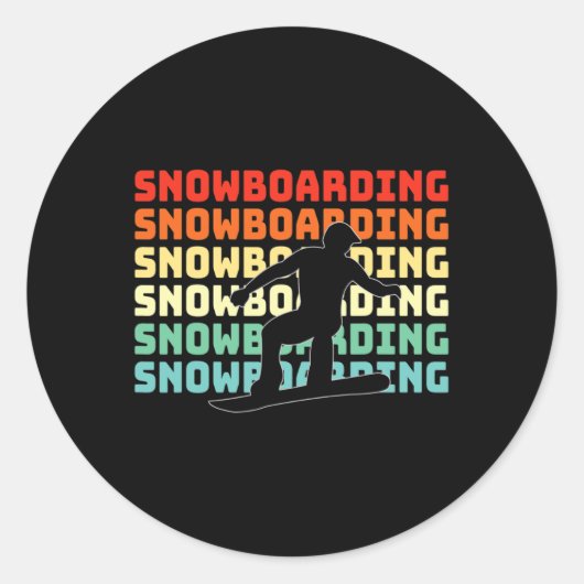 Snowboarder Retro Snowboarden Lover Ronde Sticker (Voorkant)