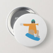 Snowboarder Ronde Button 7,6 Cm (Voorkant /achterkant)