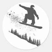 Snowboarder Ronde Sticker (Voorkant)