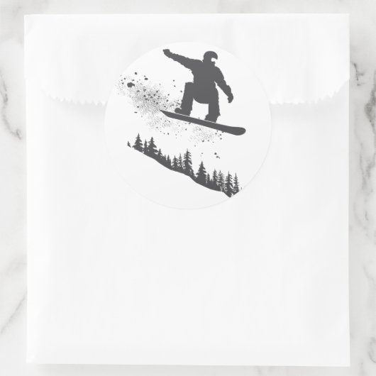 Snowboarder Ronde Sticker (Tas)
