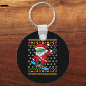 Snowboarder Santa Snowboarder Ugly Kerstmis Snow Sleutelhanger (Voorkant)
