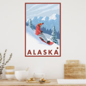 Snowboarder Scene - Alaska Poster (Keuken)