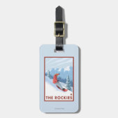 Snowboarder Scene - de Rockies Bagagelabel (Voorkant verticaal)