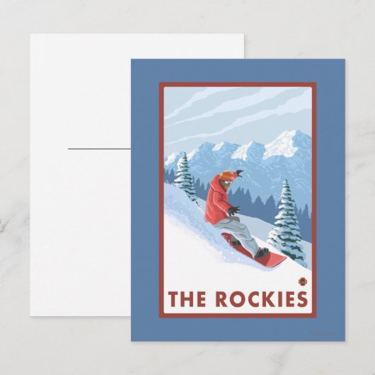 Snowboarder Scene - de Rockies Briefkaart (Voorkant / Achterkant)