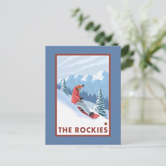 Snowboarder Scene - de Rockies Briefkaart (Staand voorkant)
