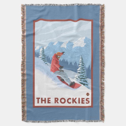 Snowboarder Scene - de Rockies Deken (Voorkant Verticaal)