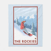 Snowboarder Scene - de Rockies Fleece Deken (Voorkant)