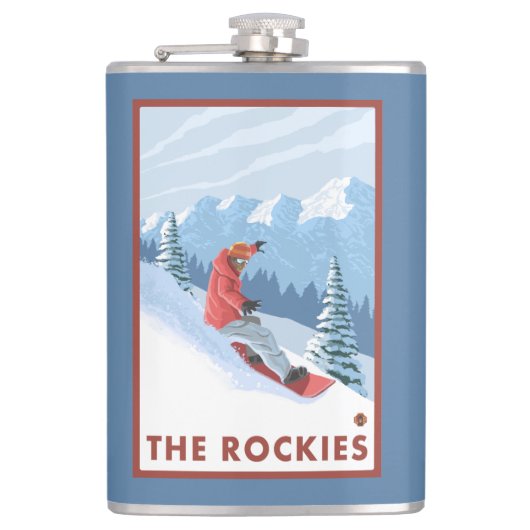 Snowboarder Scene - de Rockies Heupfles (Voorkant)