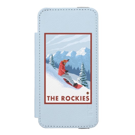Snowboarder Scene - de Rockies Incipio iPhone Portemonnee Hoesje (Voorkant Agenda)