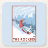 Snowboarder Scene - de Rockies Kartonnen Onderzetters (Voorkant)