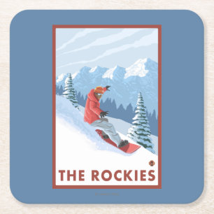 Snowboarder Scene - de Rockies Kartonnen Onderzetters