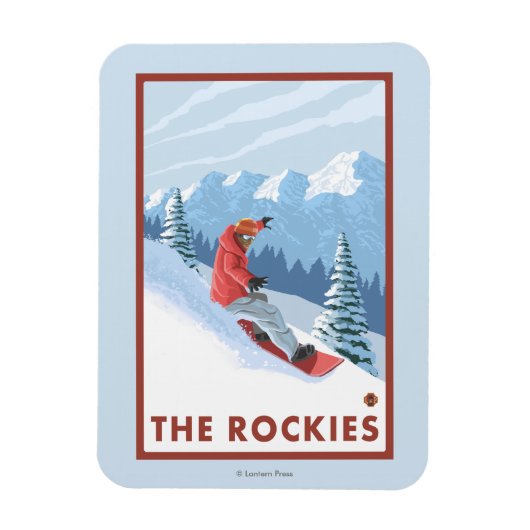 Snowboarder Scene - de Rockies Magneet (Verticaal)