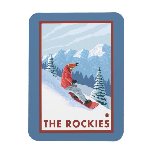 Snowboarder Scene - de Rockies Magneet (Verticaal)