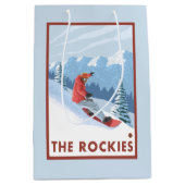 Snowboarder Scene - de Rockies Medium Cadeauzakje (Voorkant)