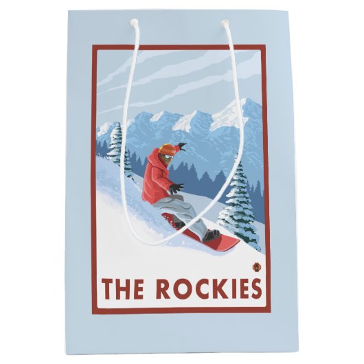 Snowboarder Scene - de Rockies Medium Cadeauzakje (Voorkant)