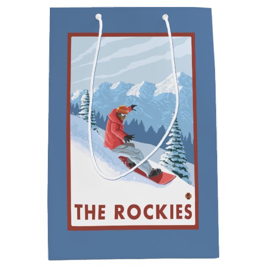 Snowboarder Scene - de Rockies Medium Cadeauzakje (Voorkant)