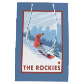 Snowboarder Scene - de Rockies Medium Cadeauzakje (Achterkant)
