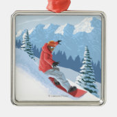 Snowboarder Scene - de Rockies Metalen Ornament (Voorkant)
