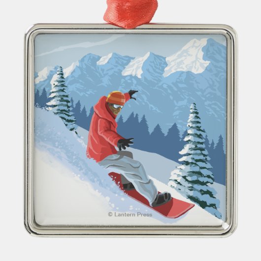Snowboarder Scene - de Rockies Metalen Ornament (Voorkant)