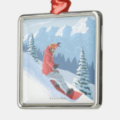 Snowboarder Scene - de Rockies Metalen Ornament (Links)