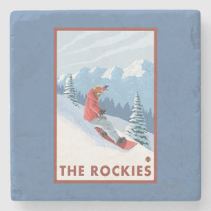 Snowboarder Scene - de Rockies Stenen Onderzetter
