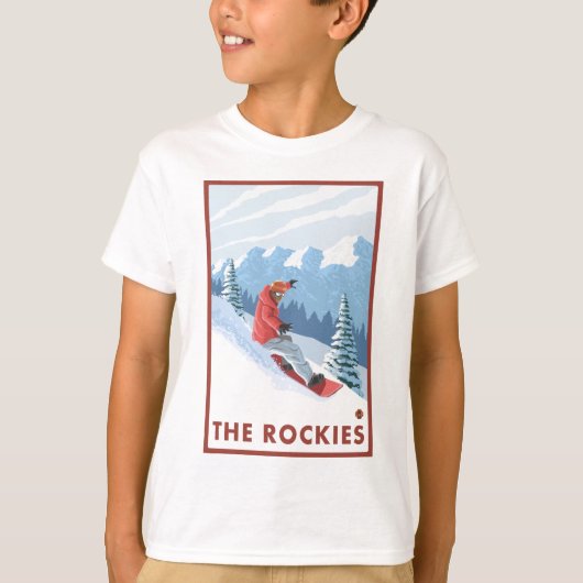 Snowboarder Scene - de Rockies T-shirt (Voorkant)