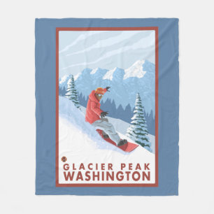 Snowboarder Scene - Glacier Peak, Washington Fleece Deken