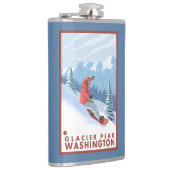Snowboarder Scene - Glacier Peak, Washington Heupfles (Rechts)