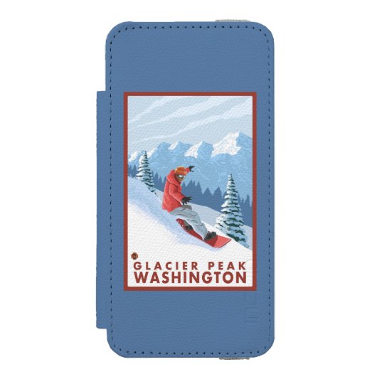 Snowboarder Scene - Glacier Peak, Washington Incipio iPhone Portemonnee Hoesje (Voorkant Agenda)