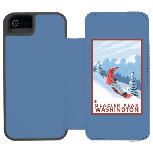 Snowboarder Scene - Glacier Peak, Washington Incipio iPhone Portemonnee Hoesje (Agenda Open)