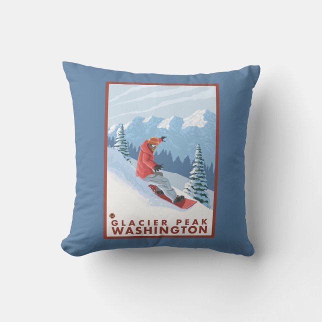 Snowboarder Scene - Glacier Peak, Washington Kussen (Voorkant)