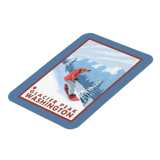 Snowboarder Scene - Glacier Peak, Washington Magneet (Linkerzijde)